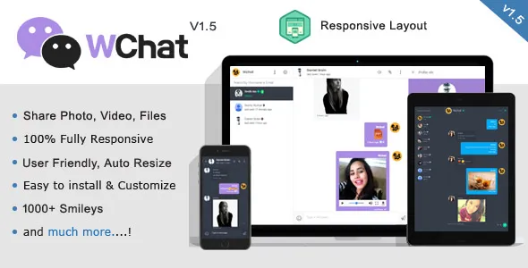 Wchat - Fully Responsive PHP AJAX Chat Script v1.6