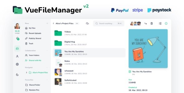 Vue File Manager - Store, Share & Get Files Instantly - Private Cloud Build on Vue & Laravel v2.0.2