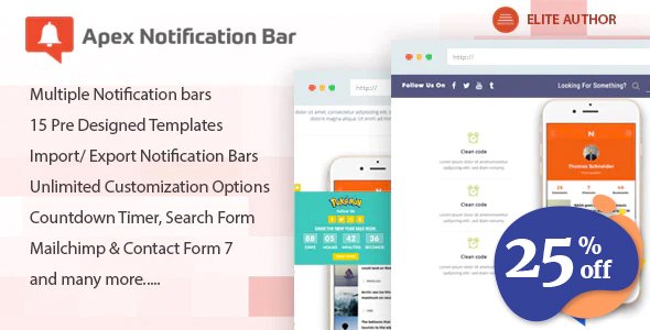 Apex Notification Bar - Responsive Notification Bar Plugin for WordPress v1.0