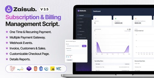 Zaisub v3.2 - Subscription & Billing Management Laravel Script - nulled