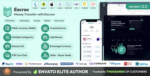 Escroc v1.2.0 - Money Transfer with Escrow Full Solution - nulled