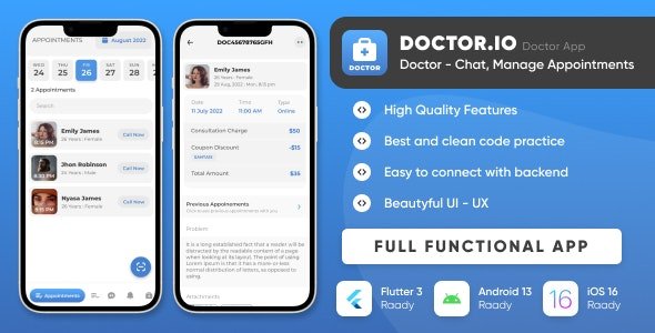 Doctor.io v1.0 - Doctor App for Doctors Appointments Managements, Online Diagnostics