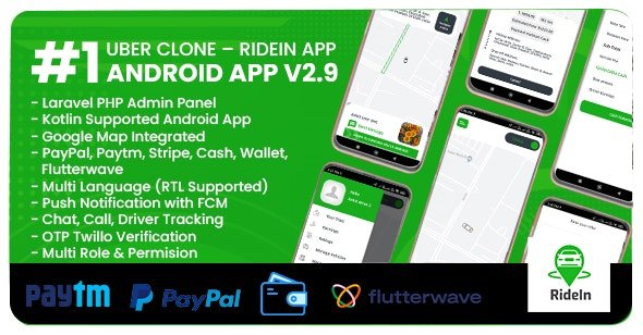 RideIn Taxi App v2.9 - Android Taxi Booking App With Admin Panel