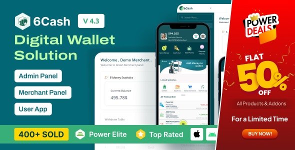 6Cash v4.3 - Digital Wallet Mobile App with Laravel Admin Panel - nulled