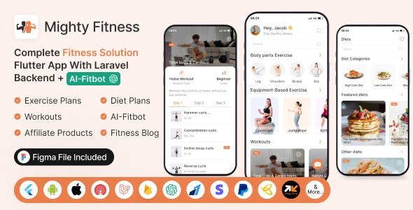 MightyFitness v8.0 - Complete Fitness Solution Flutter App With Laravel Backend + ChatGPT (AIFitbot)