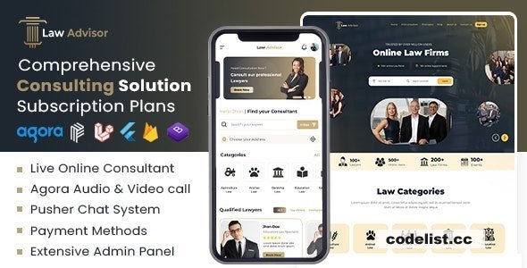 LawAdvisor - Seamless Tele-Advisory Platform & Virtual Legal Services with Flutter Apps, Web & Admin - v2.0