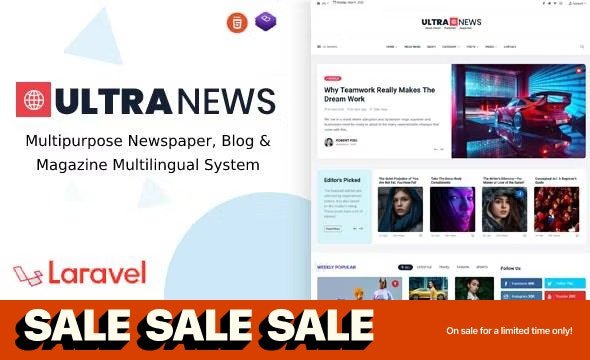 UltraNews v3.4.0 - Laravel Newspaper, Blog and Magazine Multilingual System - nulled