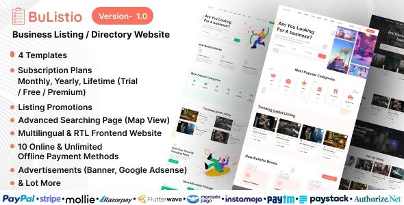Bulistio v1.0 - Business Listing / Directory Website (Subscription Based)