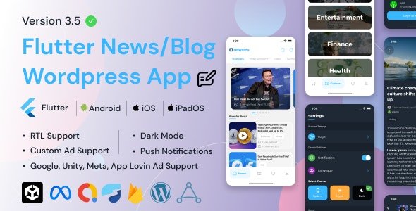 NewsPro v3.9.6 - Blog/News/Article App For Wordpress