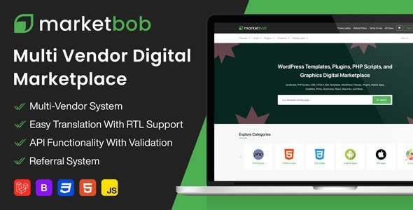 Marketbob v1.7 - Multi-Vendor Digital Marketplace - nulled