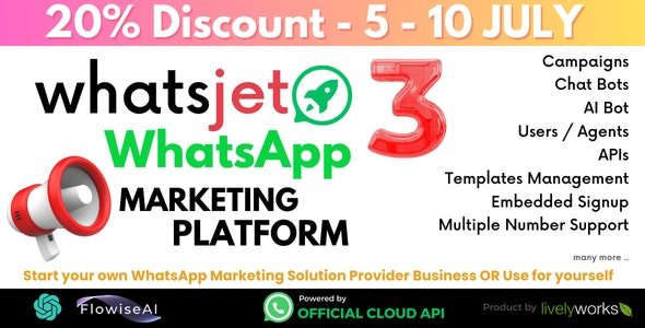 WhatsJet SaaS v3.5.5 - A WhatsApp Marketing Platform with Bulk Sending, Campaigns & Chat Bots - nulled
