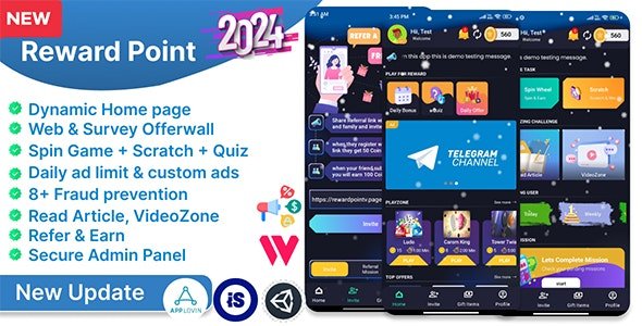 Reward Point v2.1 - CPI Offer + Offerwall + Game + Spin - nulled