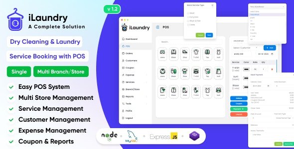 iLaundry v1.0 - Dry Cleaning & Laundry Service Booking with POS | Single & Multi Branch Complete Solution