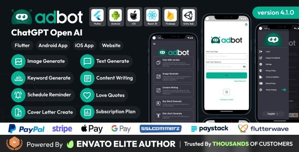 AdBot v2.3 - ChatGPT Open AI Android and iOS App