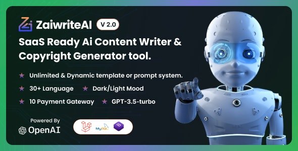ZaiwriteAI v1.5 - Ai Content Writer & Copyright Generator tool With SAAS - nulled