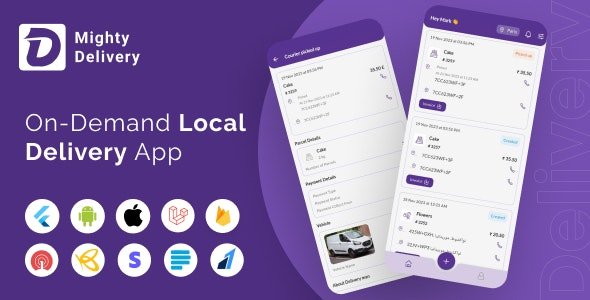 Delivery App v27.0 - On Demand Delivery System Flutter App with bidding system