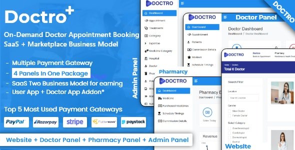 Doctro v5.1.0 - On-Demand Doctor Appointment Booking SaaS Marketplace Business Model - nulled