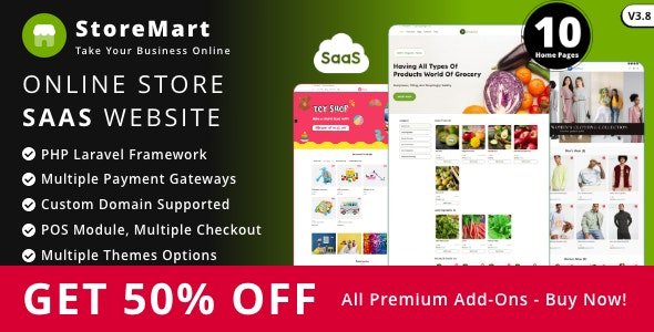 StoreMart SaaS - Online Product Selling Business Website Builder - v3.9