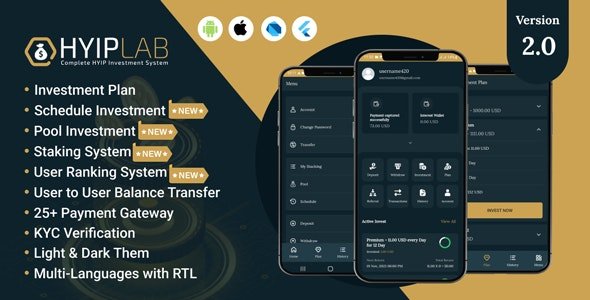HYIPLab v1.0 - Cross Platform Mobile Application