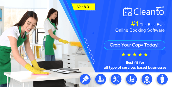Cleanto v8.1 - Online bookings management system for maid services and cleaning companies