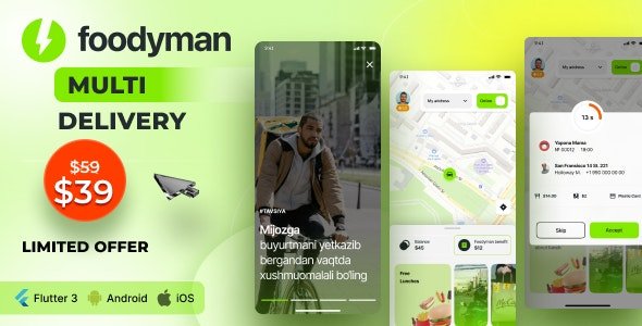 Foodyman v2023-4 - Delivery App (iOS & Android)