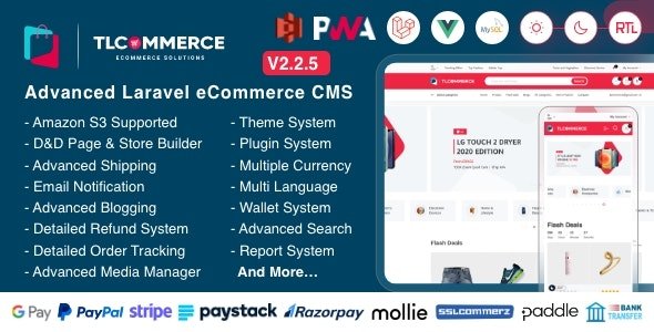 TLCommerce  - Laravel & VueJS Powered Ecommerce CMS with PWA - v2.2.0