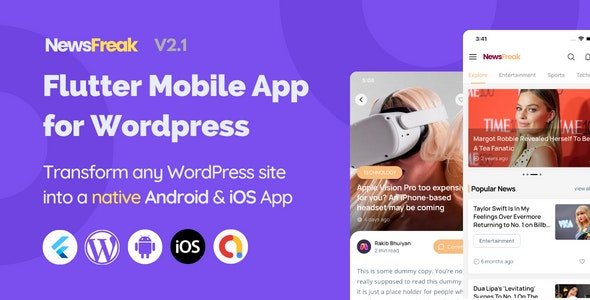 Newsfreak v2.0.3 - Flutter Mobile App for WordPress