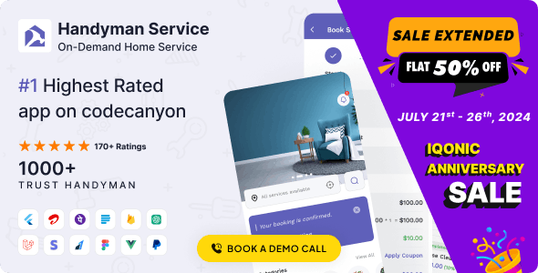 Handyman Service v9.2.1 - Flutter On-Demand Home Services App with Complete Solution