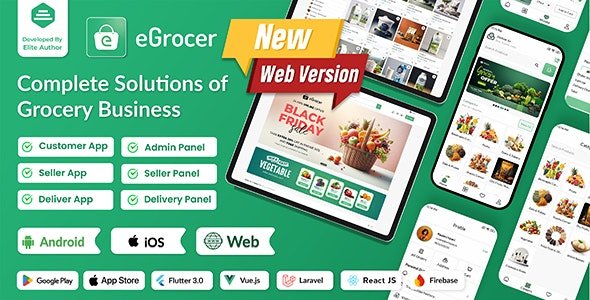 eGrocer v1.9.4 - Online Multi Vendor Grocery Store, eCommerce Marketplace Flutter Full App with Admin Panel - nulled
