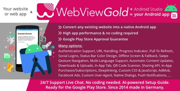 WebViewGold for Android v13.7 – WebView URL/HTML to Android app + Push, URL Handling, APIs & much more! - nulled