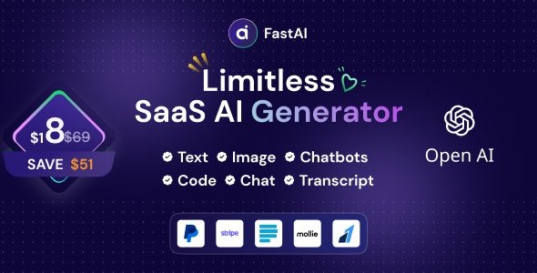 FastAi v1.5.1 - SaaS AI Content Voice Text Image Chat & Code Generator