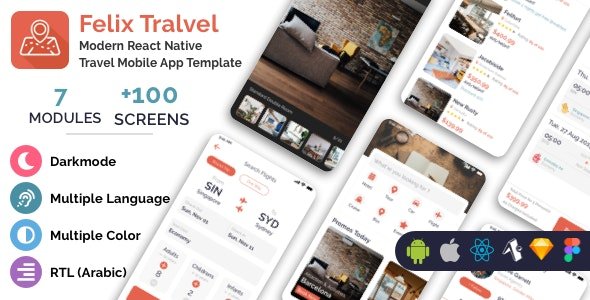 Felix Travel v1.1.11 - mobile React Native travel app template