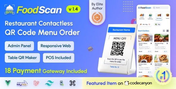 FoodScan v1.2 - Qr Code Restaurant Menu Maker and Contactless Table Ordering System with Restaurant POS