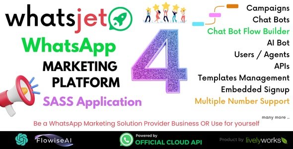 WhatsJet SaaS - A WhatsApp Marketing Platform with Bulk Sending, Campaigns, Chat Bots & CRM - v5.5.1